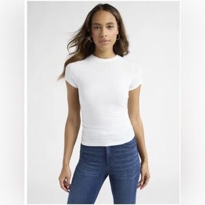 Sofia Jeans Women's Ruched Side White Tee with Short Sleeves